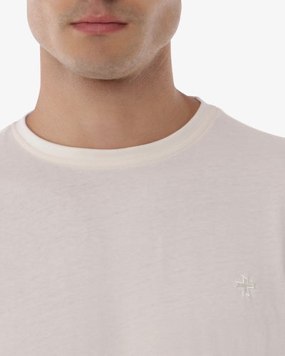 T-shirt girocollo maniche corte con micrologo ricamato