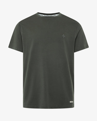 T-shirt girocollo maniche corte con micrologo ricamato