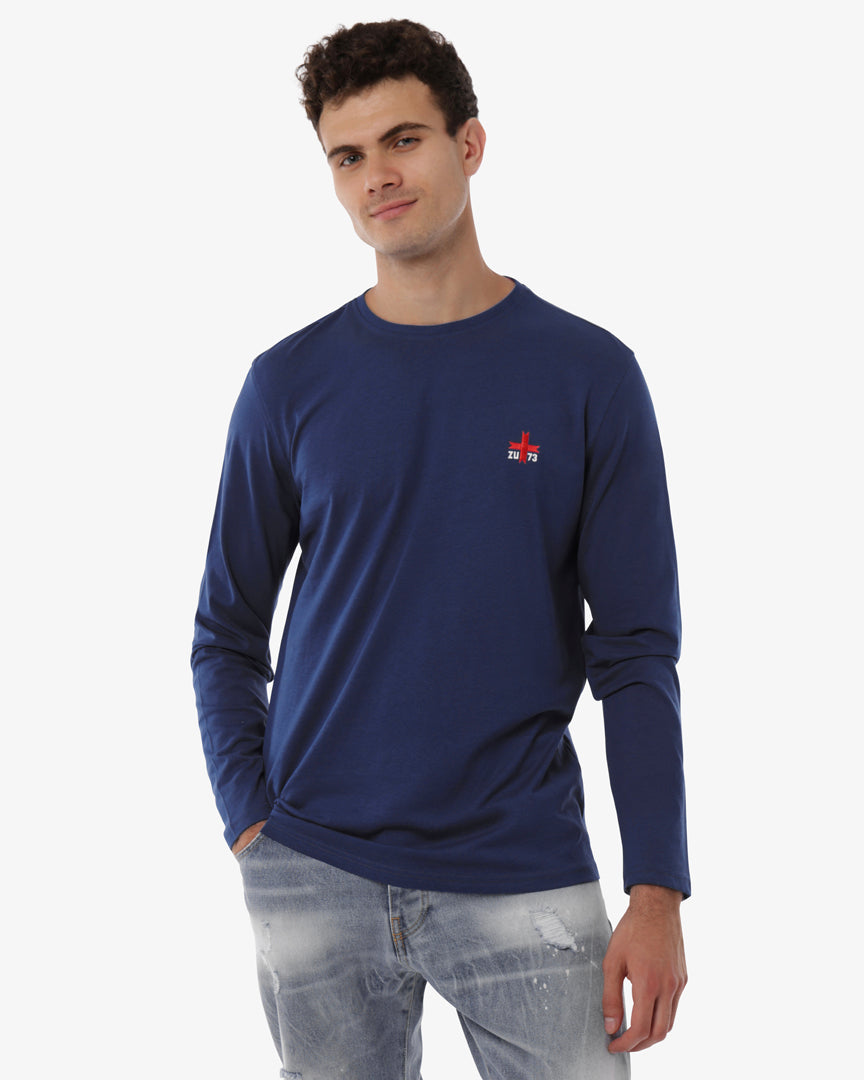 T-shirt manica lunga con micrologo stampato