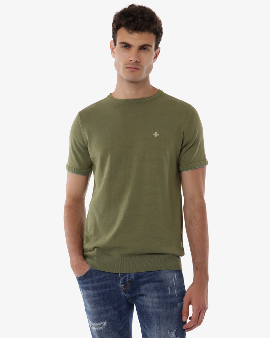 T-shirt in maglia maniche corte girocollo