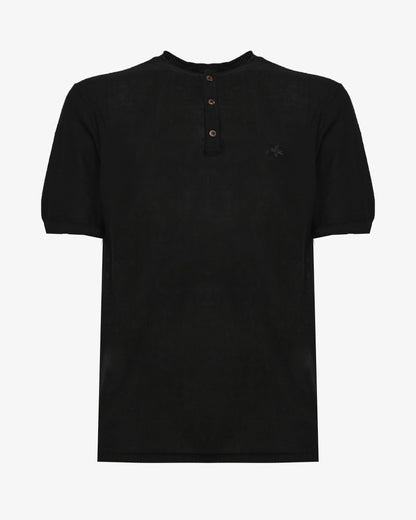 T-shirt in maglia con collo serafino