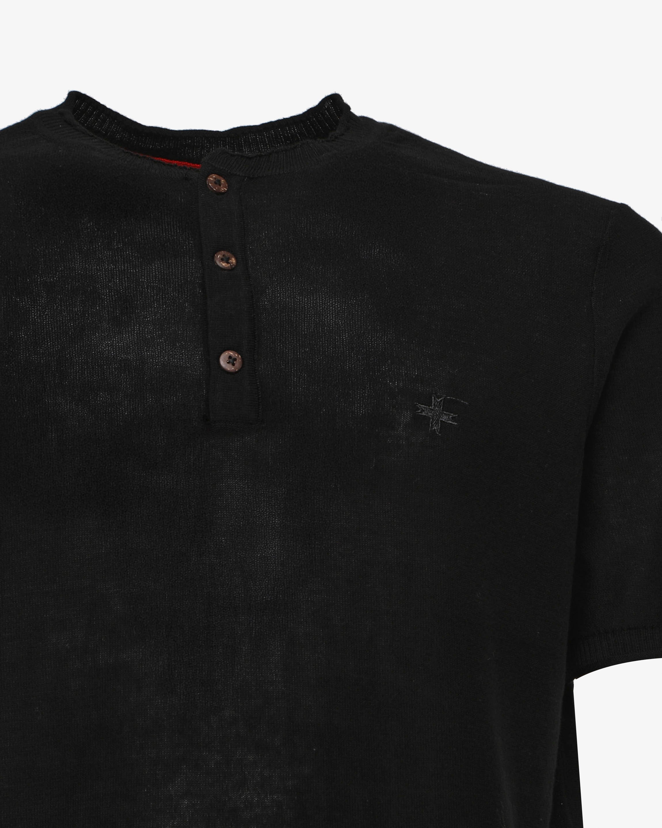 T-shirt in maglia con collo serafino
