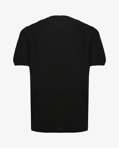 T-shirt in maglia con collo serafino