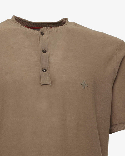 T-shirt in maglia maniche corte con collo serafino
