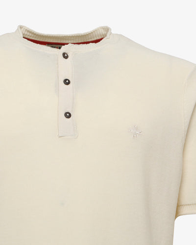 T-shirt in maglia maniche corte con collo serafino