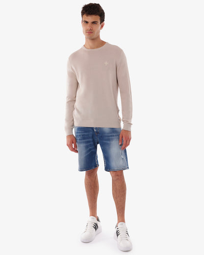 Maglia girocollo con logo ricamato