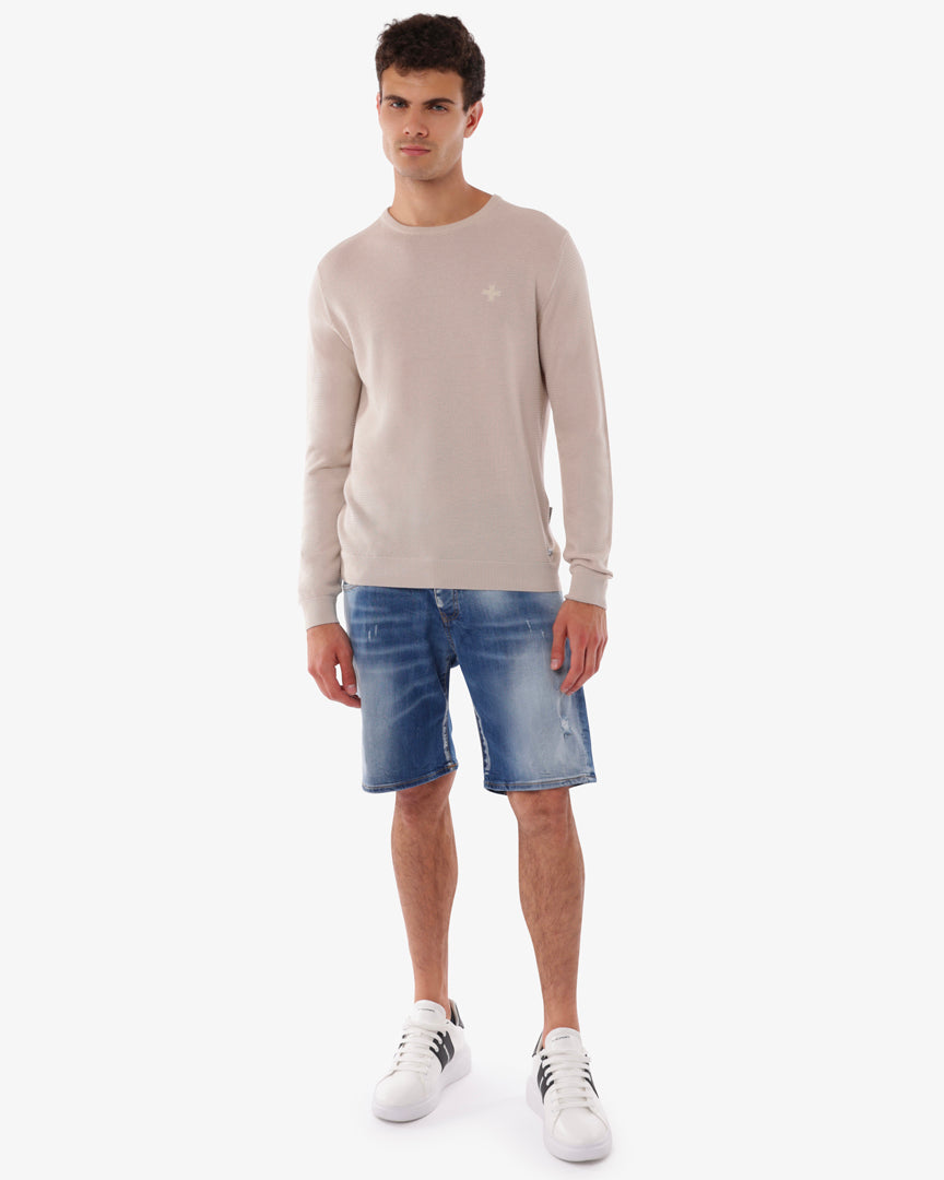 Maglia girocollo con logo ricamato