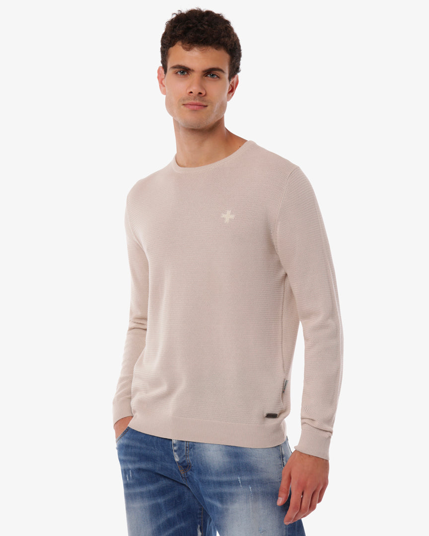 Maglia girocollo con logo ricamato