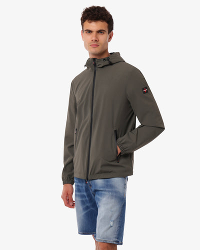 Giubbino zip con cappuccio e chiusura frontale