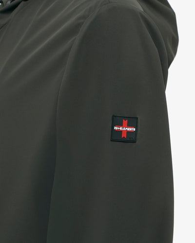 Giubbino zip con cappuccio e chiusura frontale