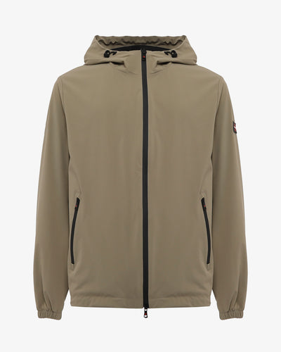Giubbino zip con cappuccio e chiusura frontale