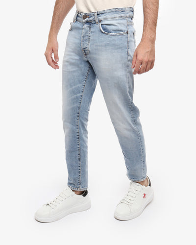 Jeans cropped capri fit blu medio