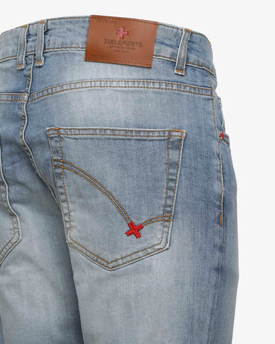 Jeans cropped capri fit blu medio