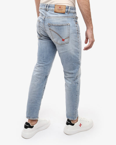 Jeans cropped capri fit blu medio