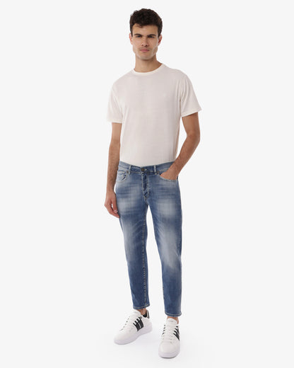 Jeans cropped capri fit blu chiaro