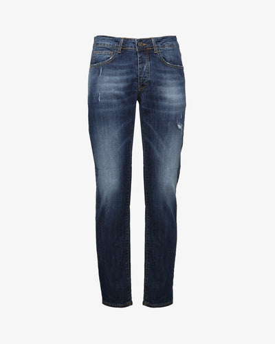 Jeans slim fit blu scuro con rotture