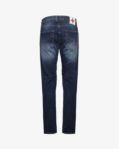 Jeans slim fit blu scuro con rotture