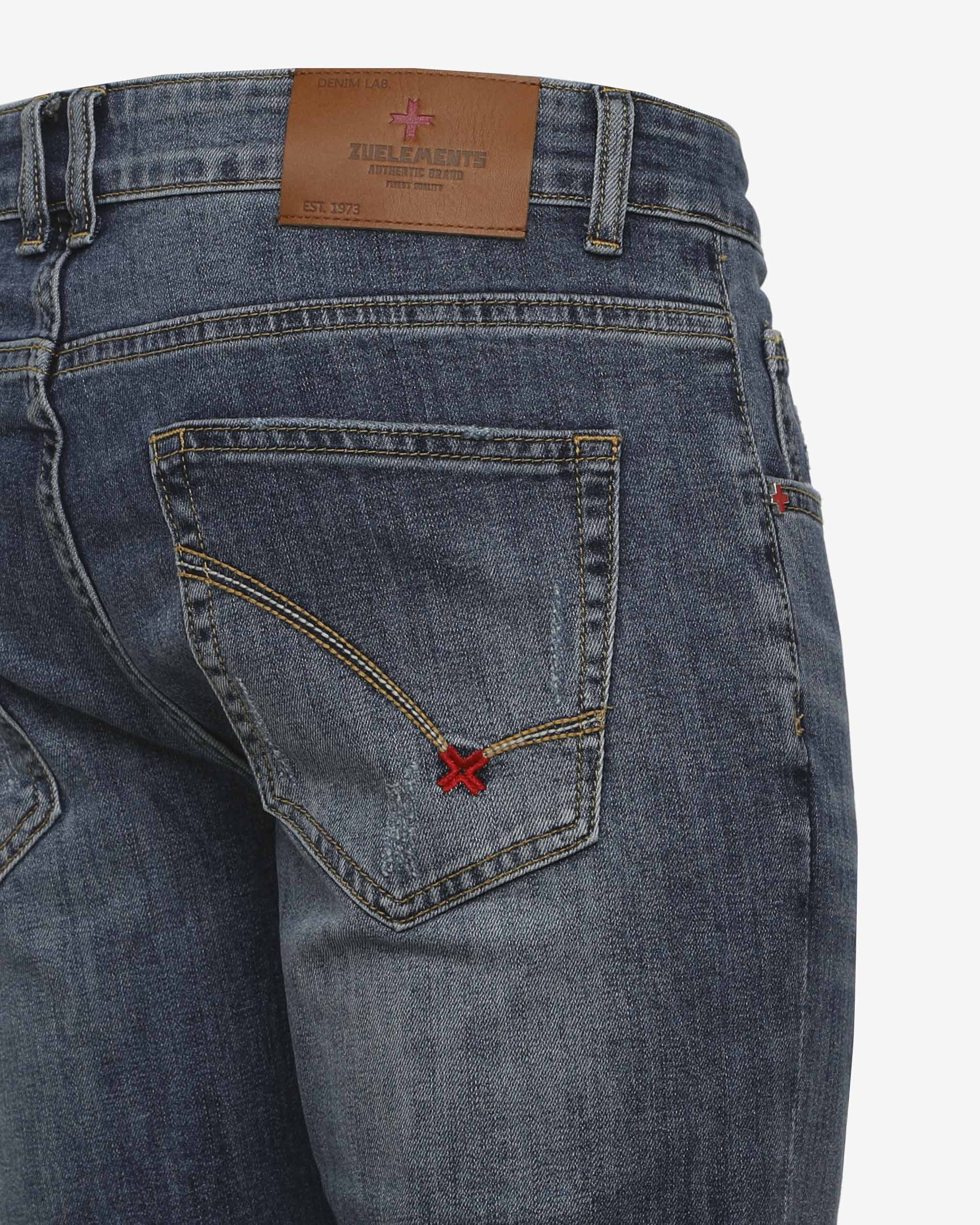 Jeans slim fit blu medio con accessori logati