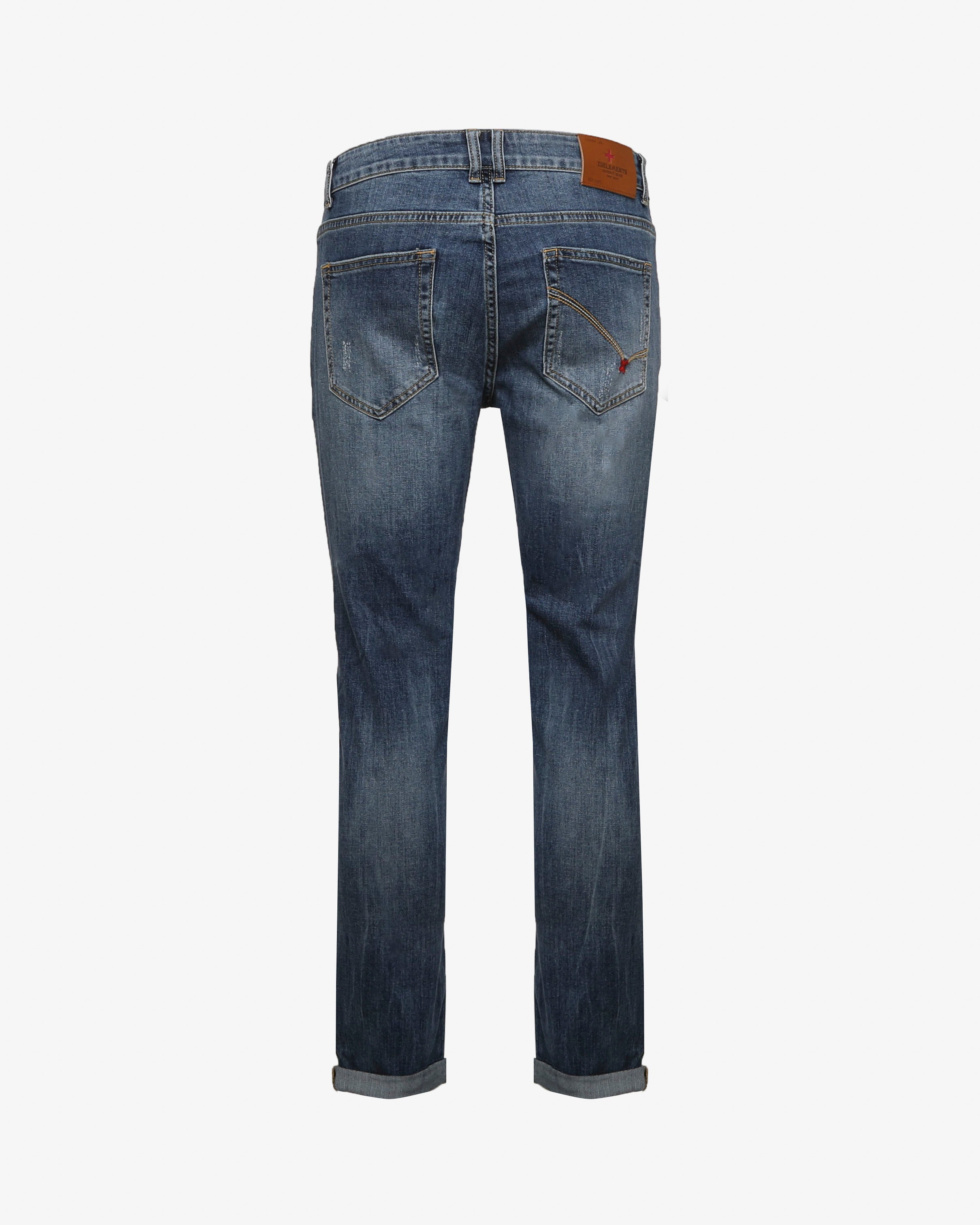 Jeans slim fit blu medio con accessori logati