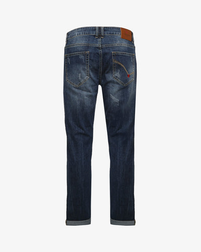 Jeans slim fit blu con accessori logati