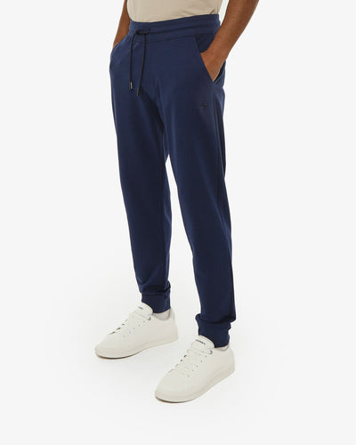 Pantaloni felpa con logo ricamato sul davanti, vita e fondo a coste