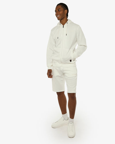 Felpa zip con cappuccio in piquet e tasche con zip