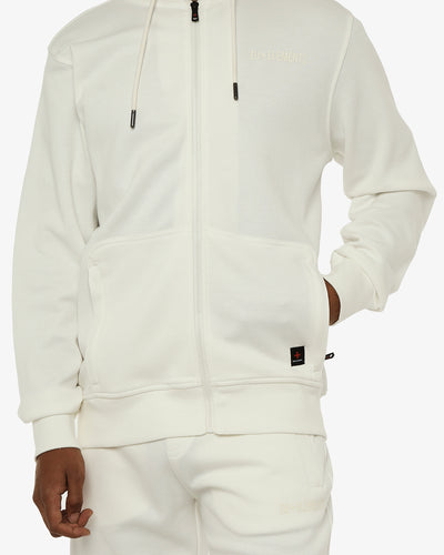 Felpa zip con cappuccio in piquet e tasche con zip