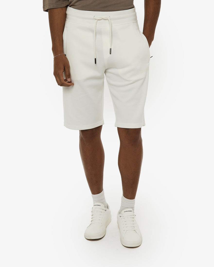 Bermuda felpa in piquet, tasche con zip, stampa laterale