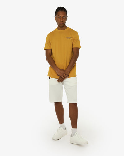 T-shirt girocollo maniche corte con logo ricamato lato cuore e stampa sul dietro