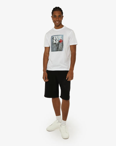 T-shirt girocollo maniche corte con stampa frontale – Optical Black