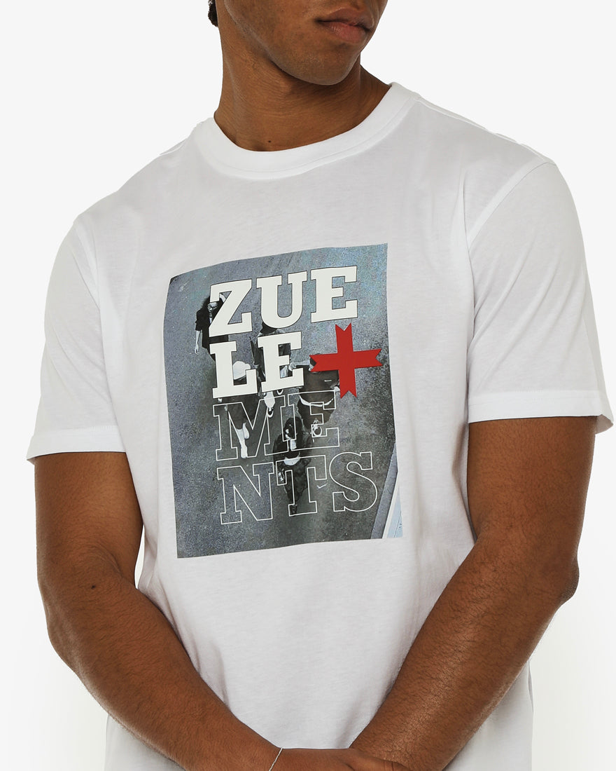 T-shirt girocollo maniche corte con stampa frontale – Optical Black