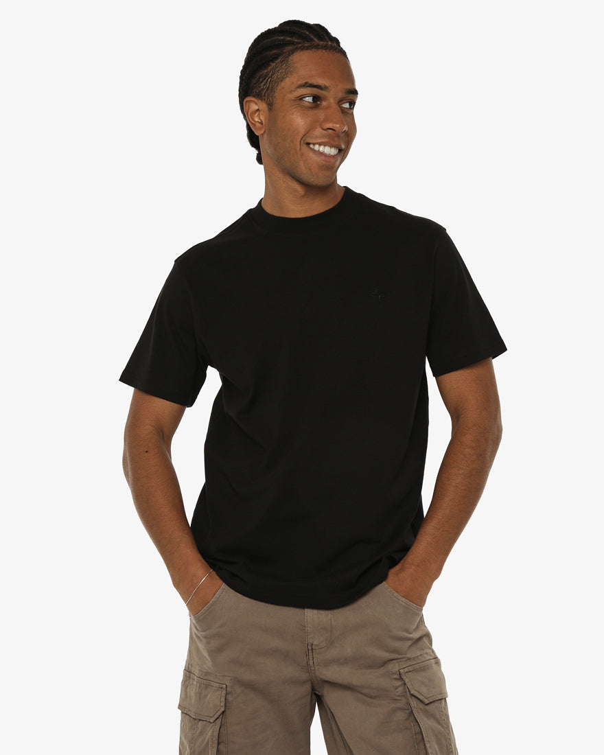 T-shirt girocollo maniche corte con stampa logata lato cuore e sul retro