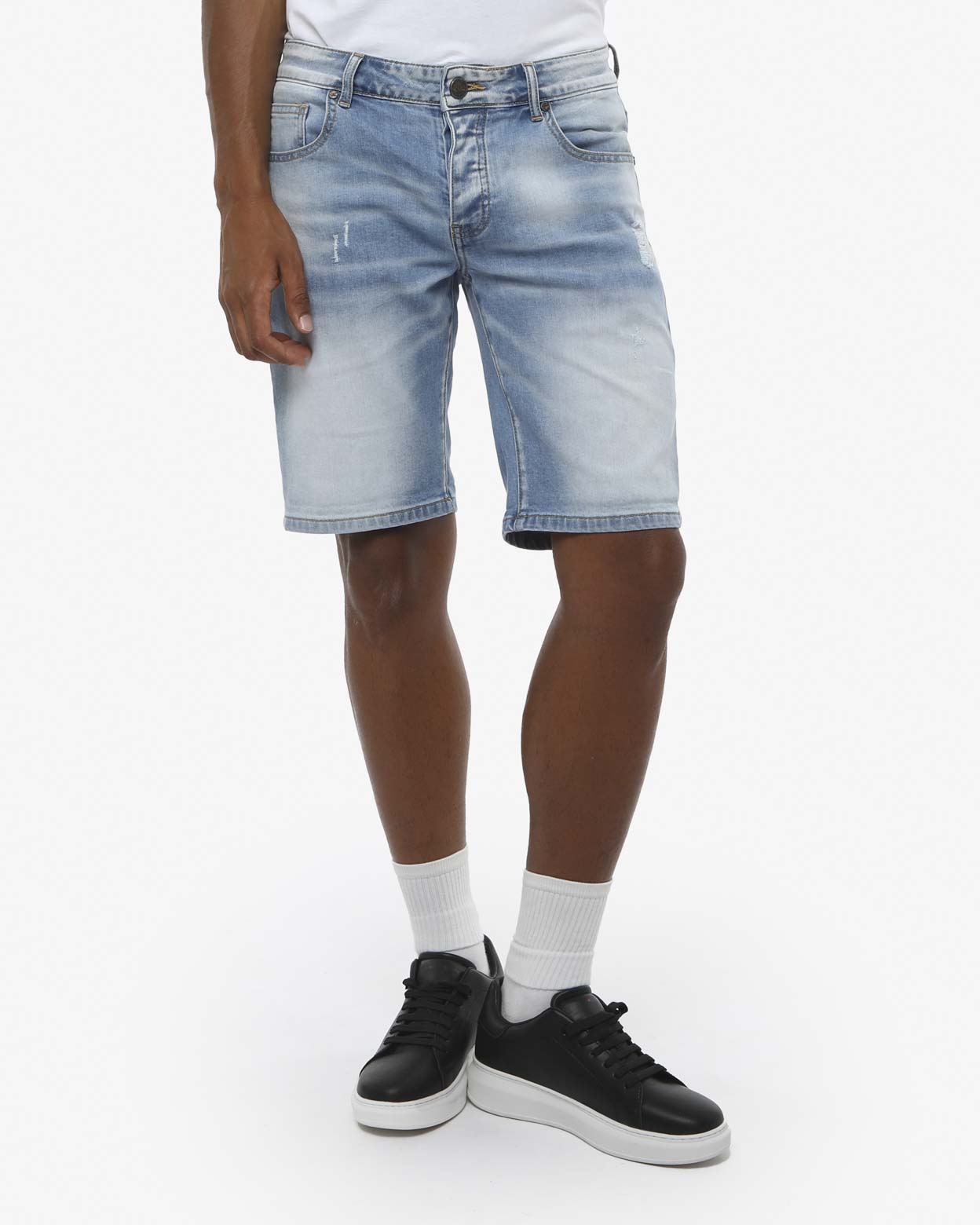 Bermuda jeans in tono light blue