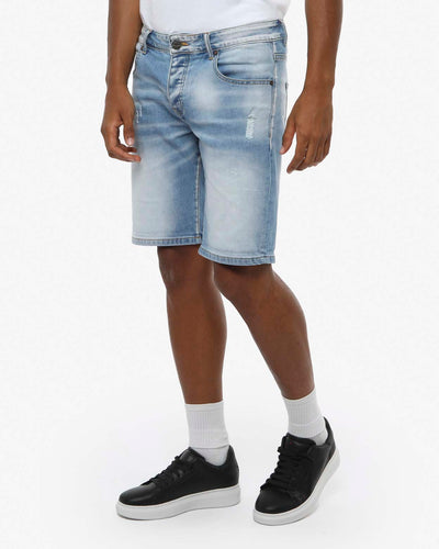 Bermuda jeans in tono light blue