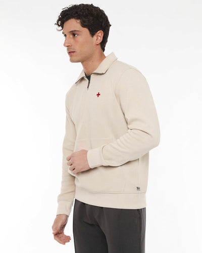 Felpa lupetto con mezza zip