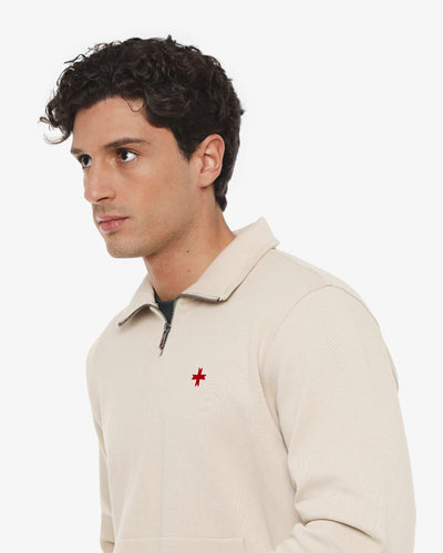 Felpa lupetto con mezza zip