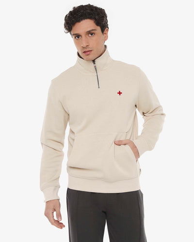 Felpa lupetto con mezza zip