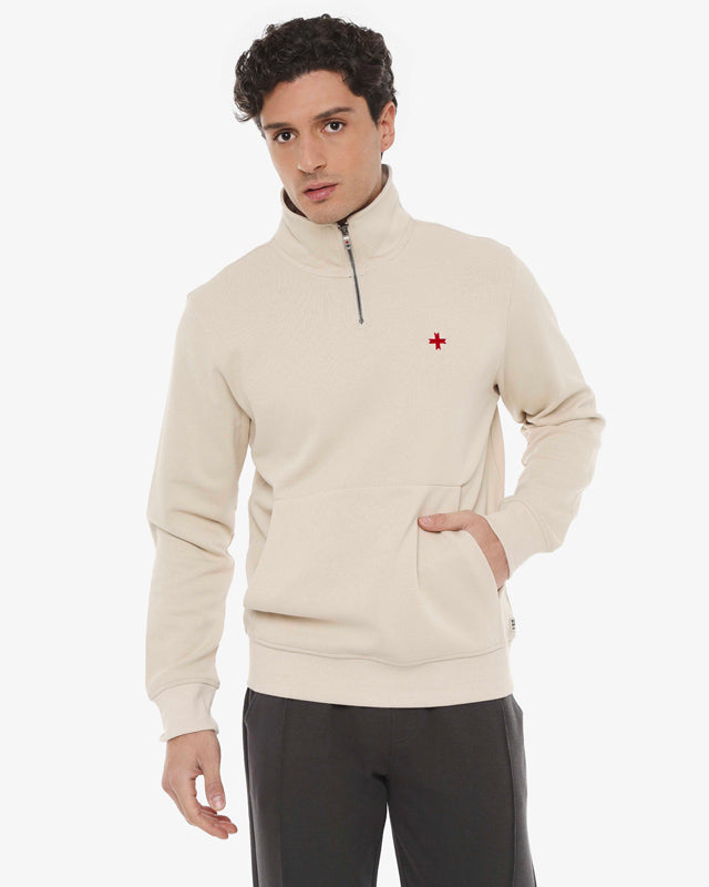 Felpa lupetto con mezza zip