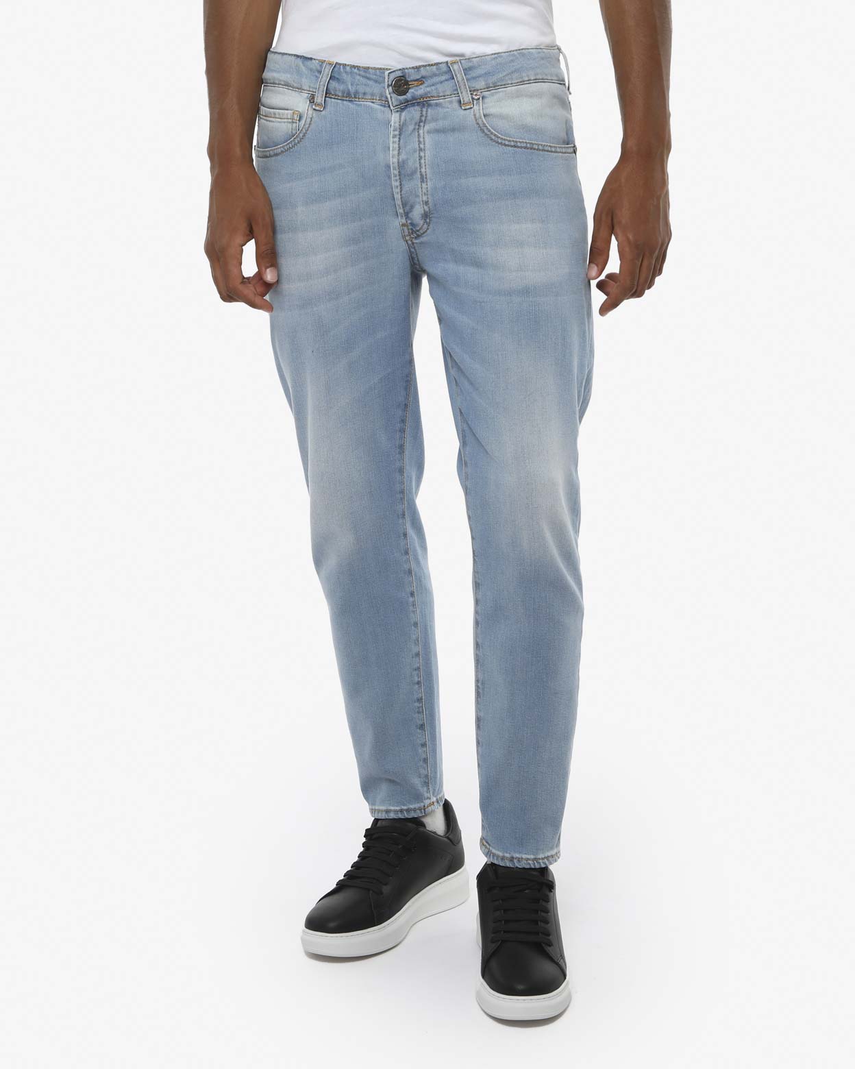 Jeans capri fit Cocker in tono stone bleach