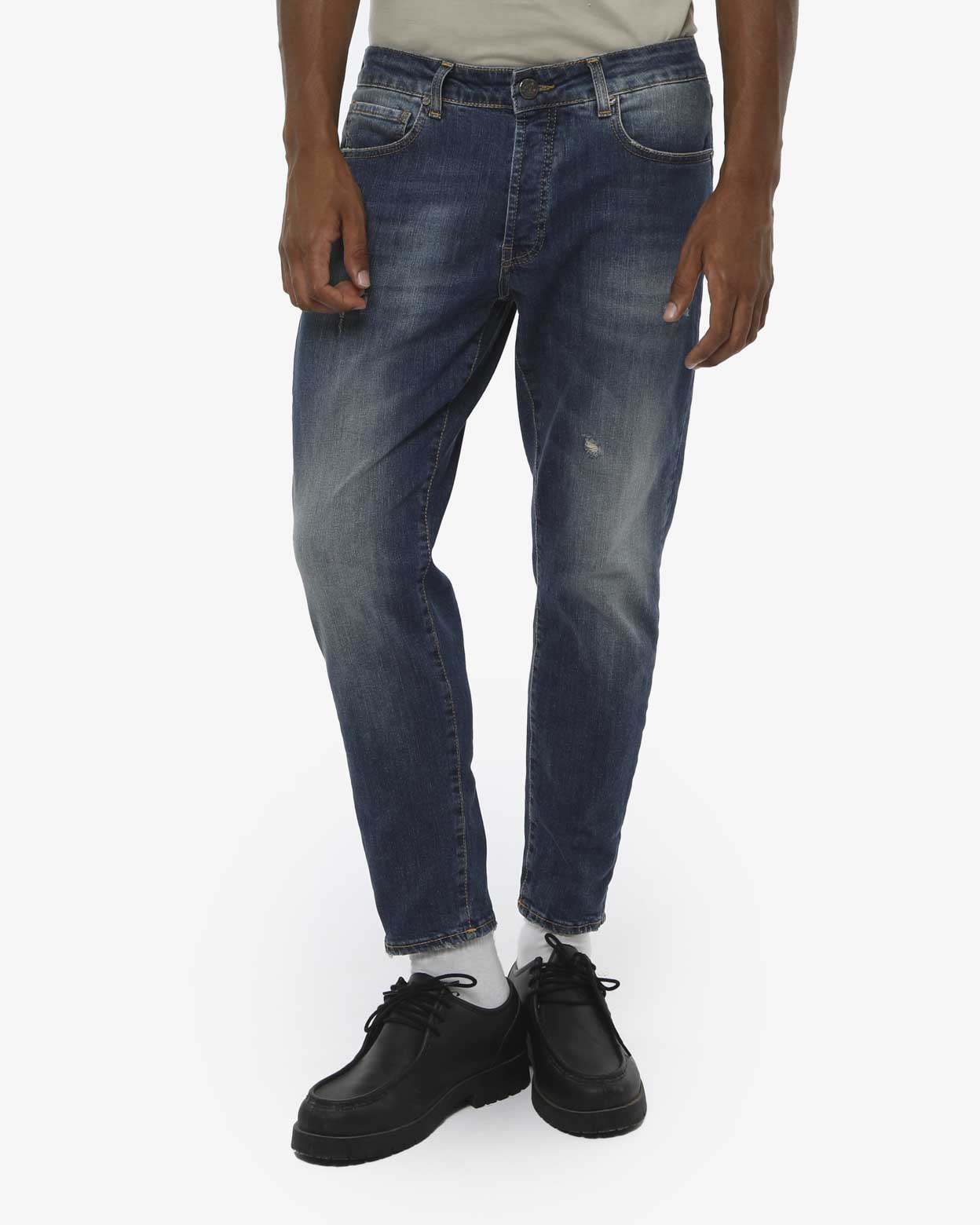 Jeans capri fit Cocker in tono sand blue