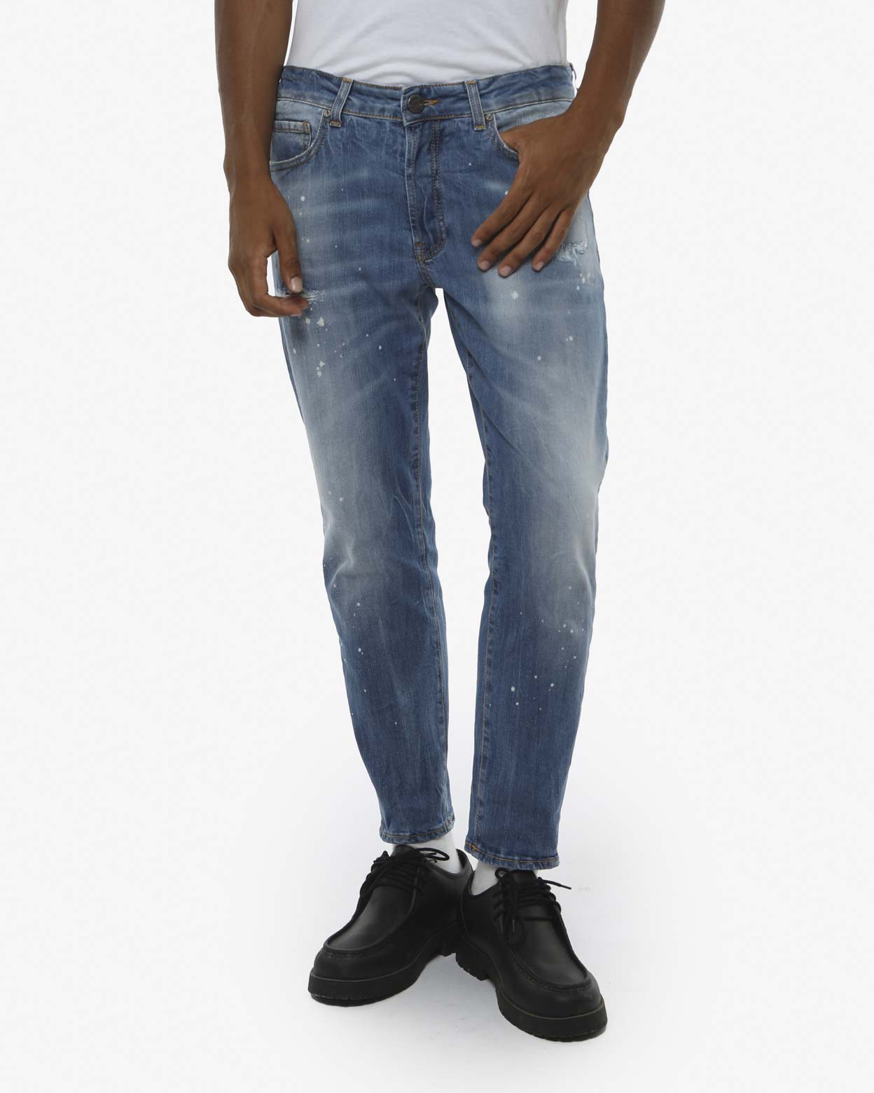 Jeans capri fit Cocker in tono medium blue