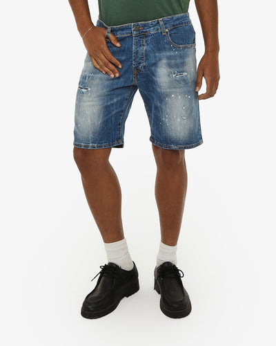 Bermuda jeans relaxed fit Axel in tono medium blue