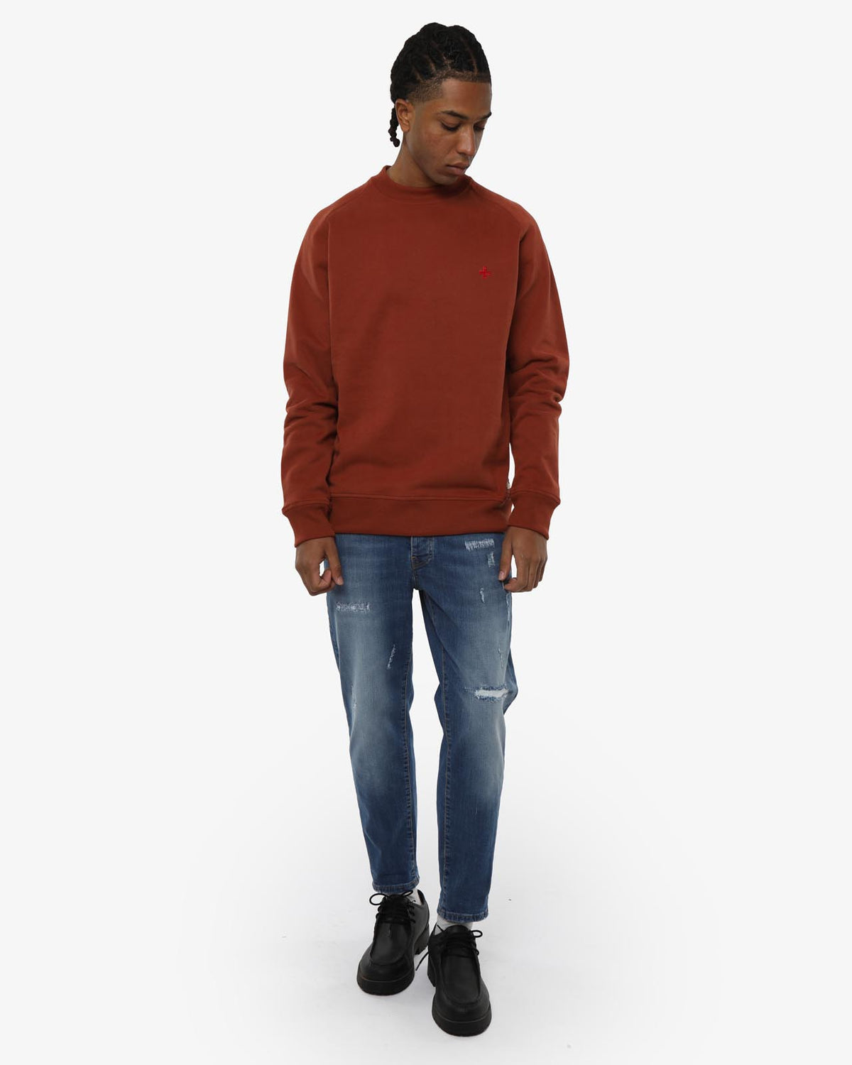 Felpa Carbon girocollo con manica raglan