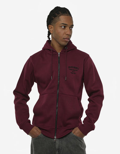 Felpa con cappuccio e zip, ricamo e stampa sul retro