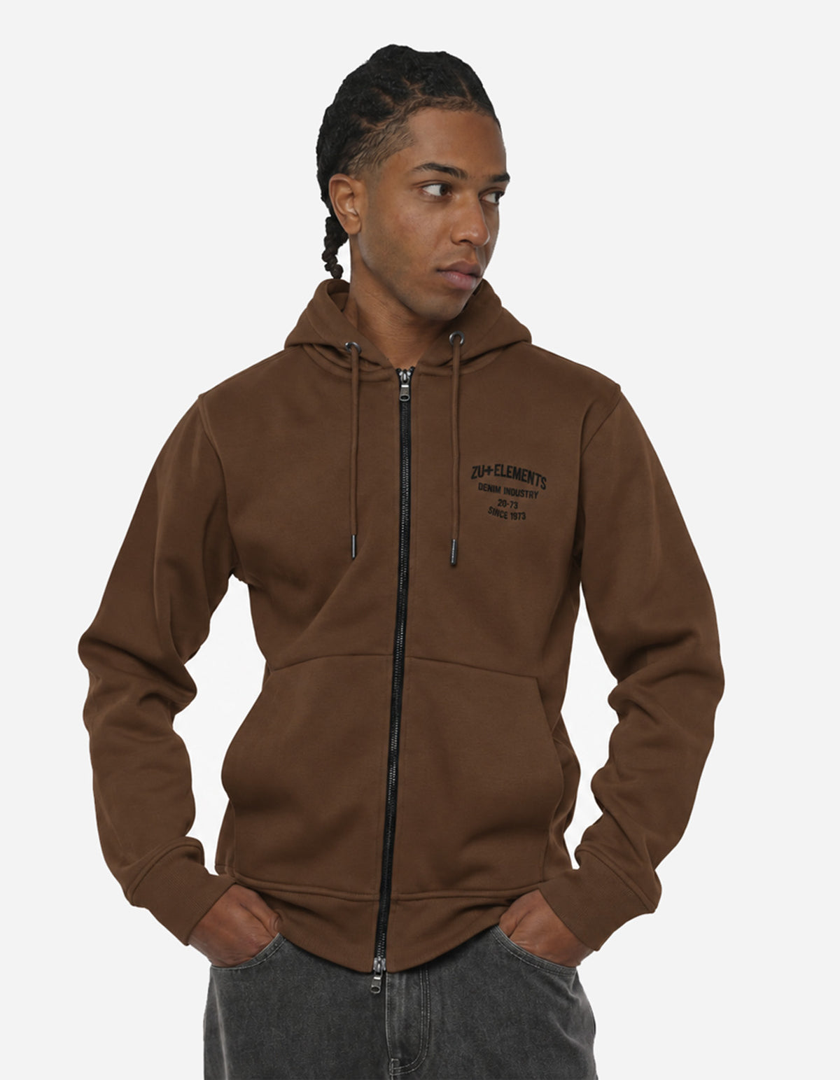 Felpa con cappuccio e zip, ricamo e stampa sul retro