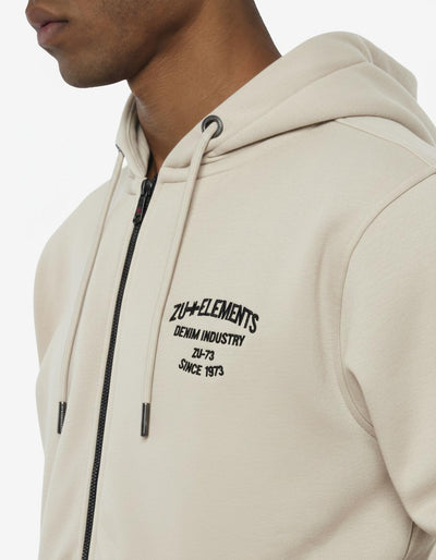 Felpa con cappuccio e zip, ricamo e stampa sul retro