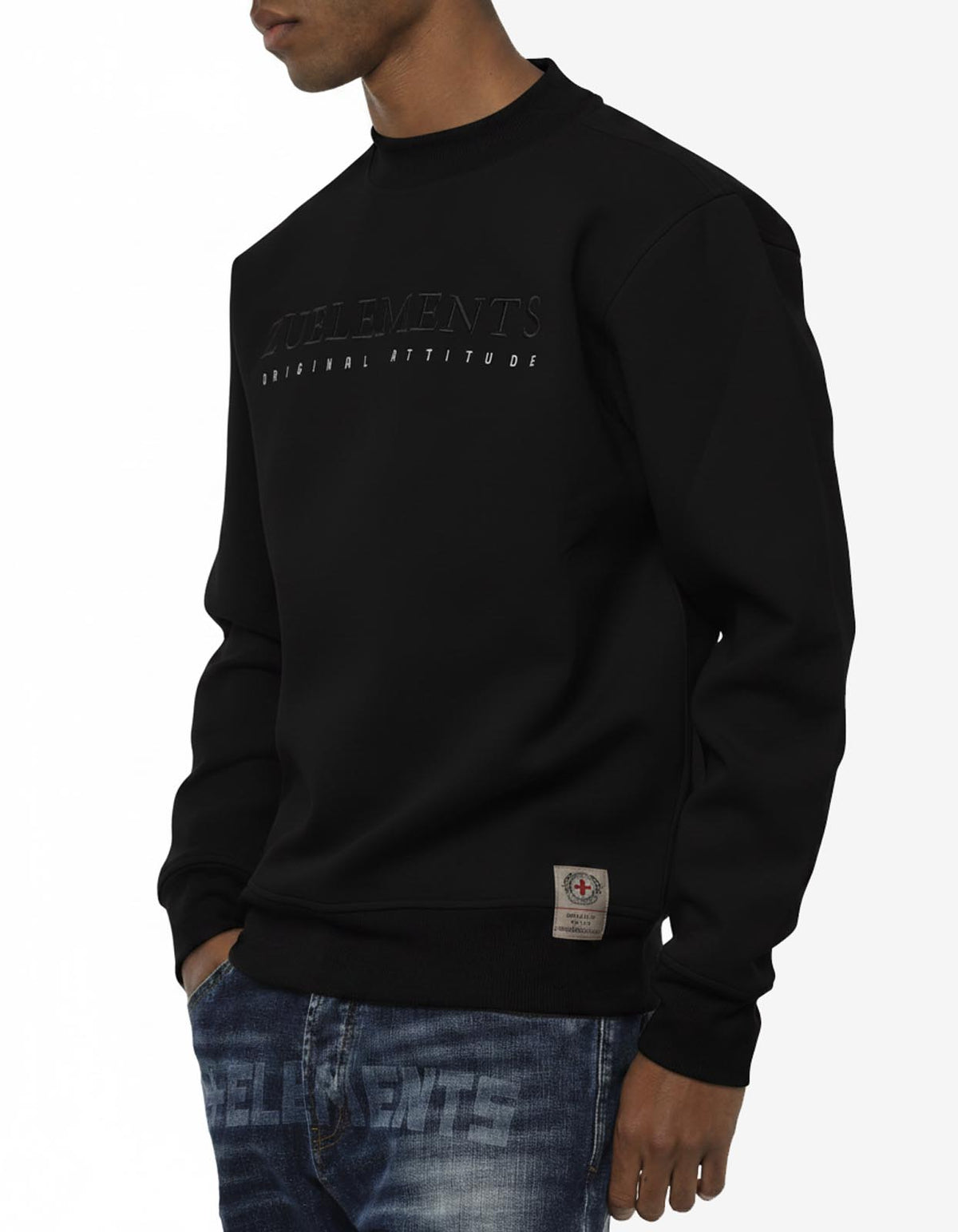 Felpa girocollo in neoprene con ricamo