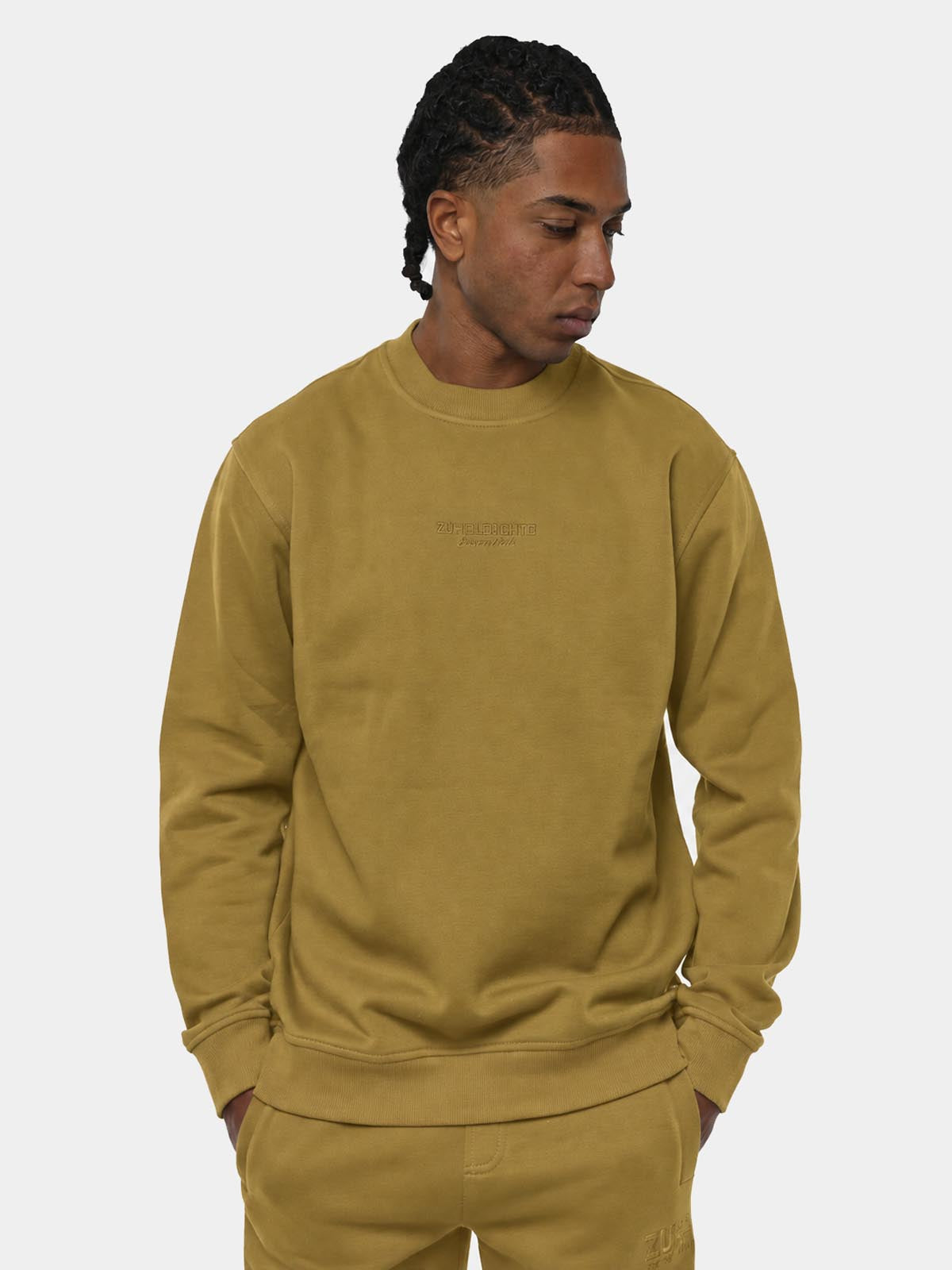 Felpa girocollo relaxed fit con ricamo in tono