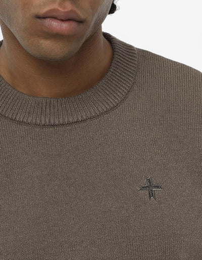 Maglia girocollo con ricamo in tono