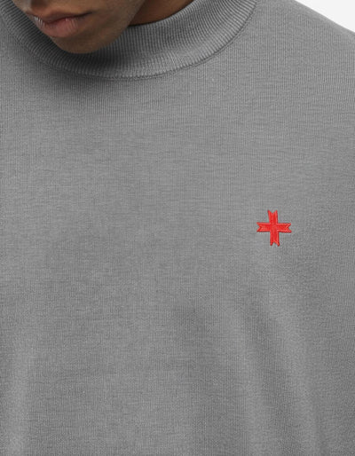 Maglia mezzo collo in viscosa con ricamo a contrasto